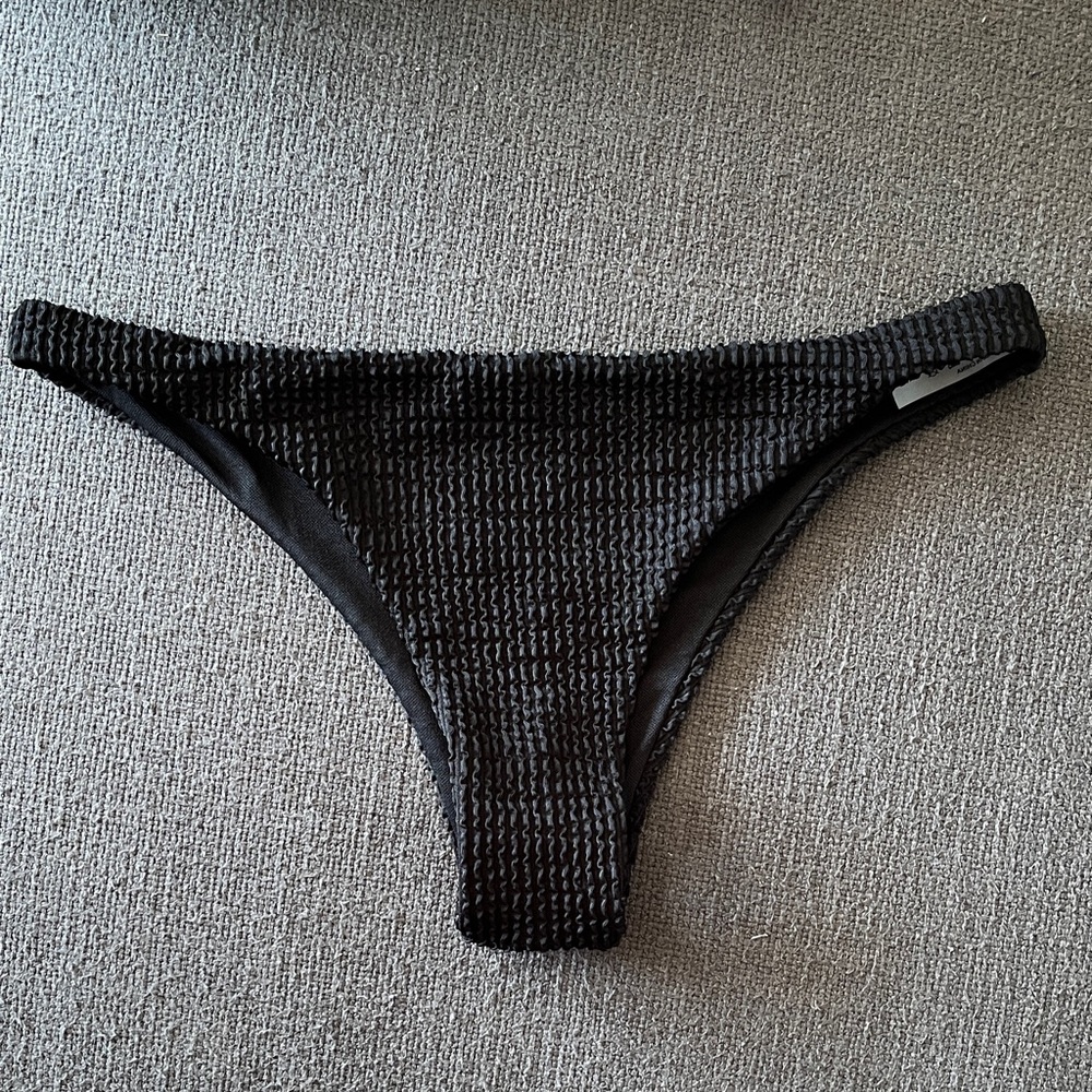 Black Textured Bikini Bottom